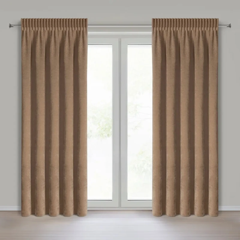 Eleganckie zasłony gotowe do pokoju Nilo 140x270 cm na taśmie ciemnorude