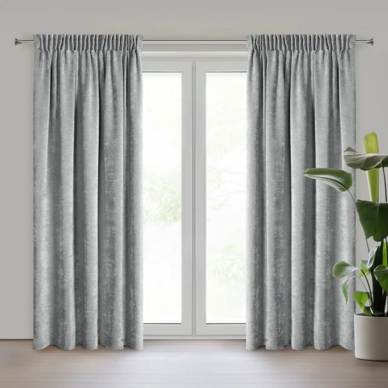 Eleganckie zasłony gotowe do pokoju Nilo 140x270 cm na taśmie szare