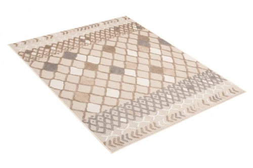 Kremowo-beżowy dywan zewnętrzny sznurkowy 3d Patio EC79D o geometrycznym wzorze - rzut ukośny