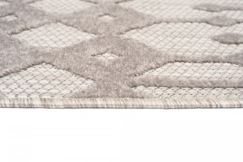 Szary, sznurkowy dywan nowoczesny Patio EC76B geometria - brzeg