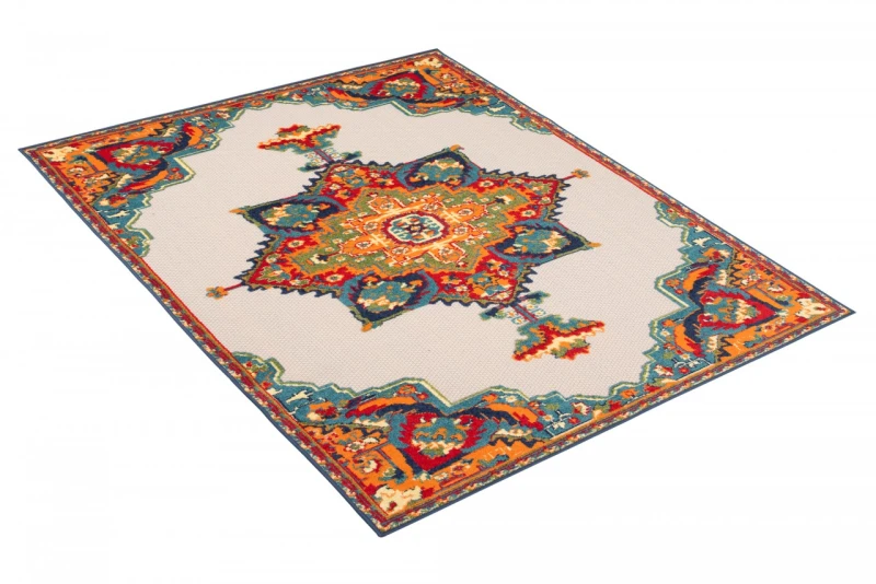 Sznurkowy dywan tradycyjny do domu i na balkon Patio EC83A kolorowy - rzut ukośny