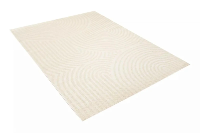 Kremowy dywan zewnętrzny do domu i na taras geometria 3d Patio  NJ85C - rzut ukośny