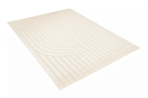 Kremowy dywan zewnętrzny do domu i na taras geometria 3d Patio NM73A - rzut ukośny