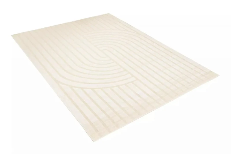 Kremowy dywan zewnętrzny do domu i na taras geometria 3d Patio NM73A - rzut ukośny