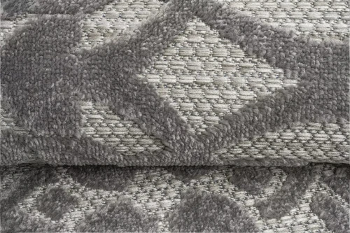 Szary, sznurkowy dywan koło 3d Patio EC79B - runo