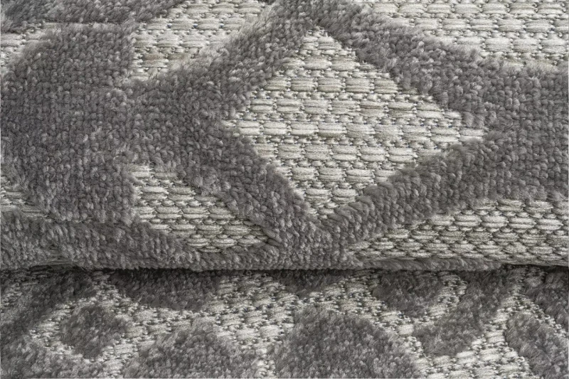 Szary, sznurkowy dywan koło 3d Patio EC79B - runo