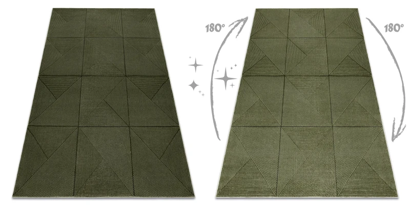 Dywan nowoczesny Aura J2624A geometryczny zielony błyszcząca strona