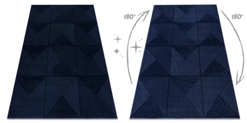 Dywan nowoczesny Aura J2624A geometryczny ciemny niebieski błyszcząca strona