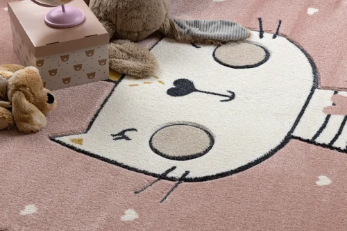 Dywan dla dzieci Kiddo 6106 kotek jasny róż - wzór