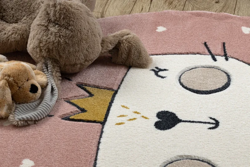 Dywan dziecięcy koło Kiddo 6106 kotek róż - wzór
