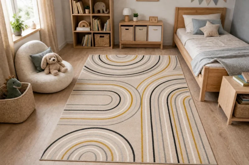 Dywan Kiddo 6107 geometria jasny beż do pokoju dziecięcego