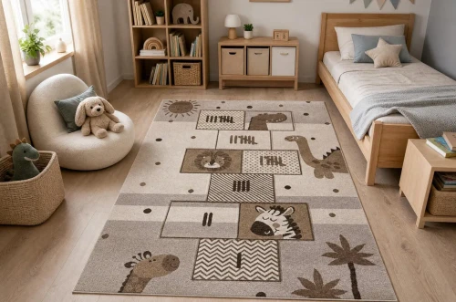 Dywan Kiddo 3868 klasy beż-krem do pokoju dziecka