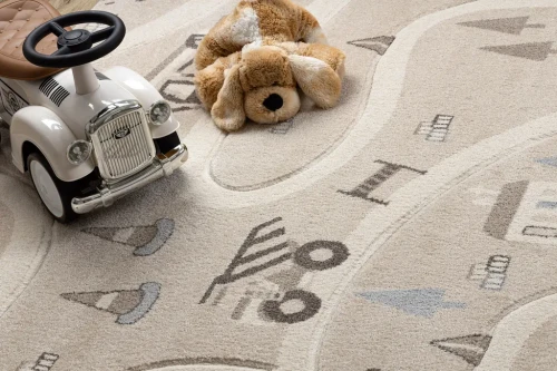 Dywan dla dzieci Kiddo 6111 ulice drogi beż-krem - wzór