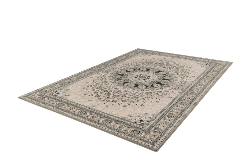 Dywan wełniany Agnella Isfahan Donata taupe rzut z boku