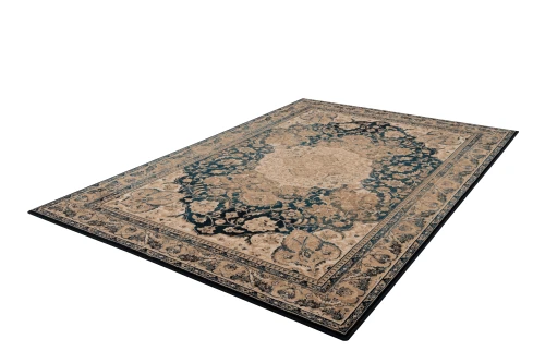 Dywan wełniany Agnella Isfahan Hathor  szmaragd rzut z boku