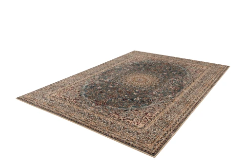 Dywan wełniany Agnella Isfahan Lunara szmaragd rzut z boku