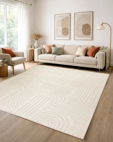 Dywan geometryczny linie Dune 2687 krem do salonu