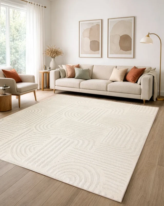 Dywan geometryczny linie Dune 2687 krem do salonu
