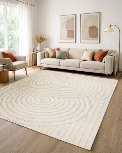Dywan geometryczny linie Dune 2507 krem do salonu