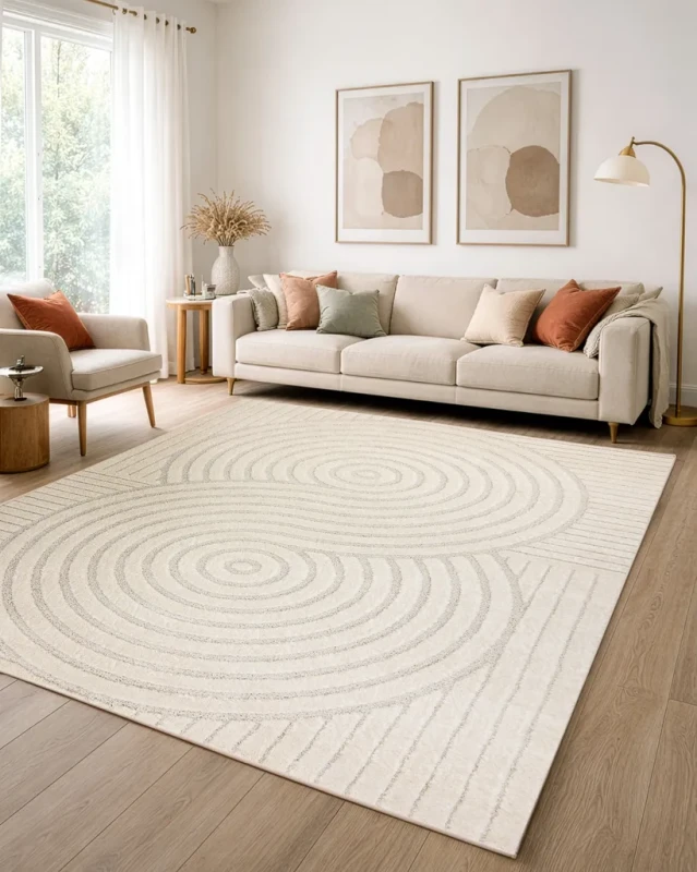 Dywan geometryczny linie Dune 2507 krem do salonu