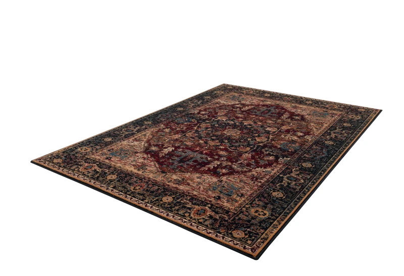 Dywan wełniany Agnella Isfahan Romes granat rzut z boku