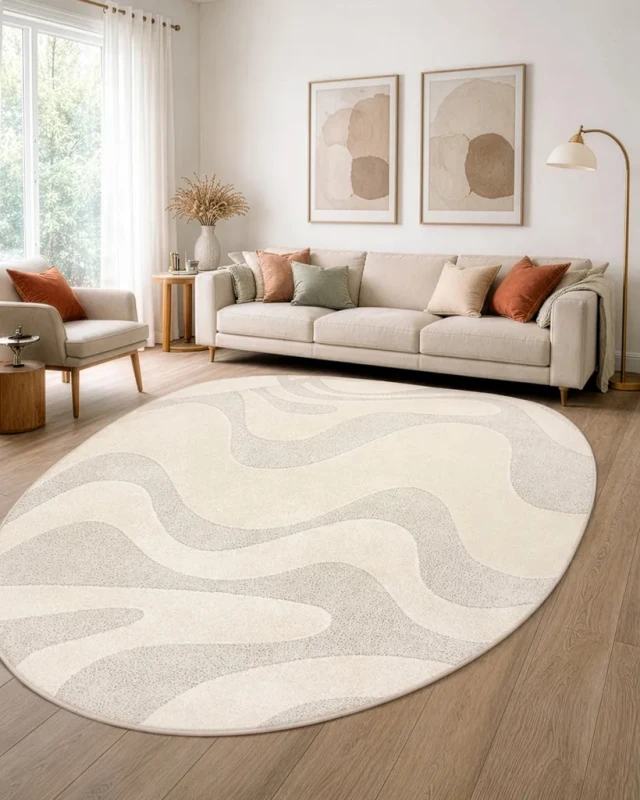 Dywan nowoczesny fale Dune 8083 shape krem do salonu