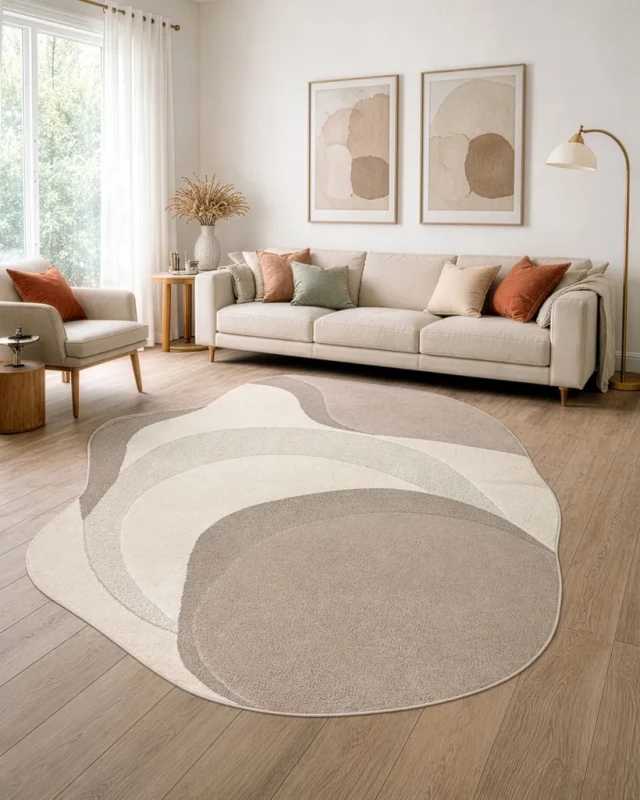 Dywan abstrakcyjny Dune 8085 shape krem-beż do salonu