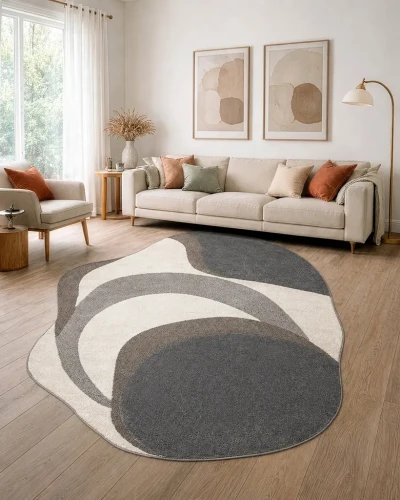 Dywan abstrakcyjny Dune 8085 shape krem- szary - do salonu