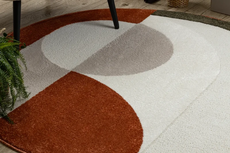 Dywan okrągły nowoczesny Dune 8088 krem-terakota - runo