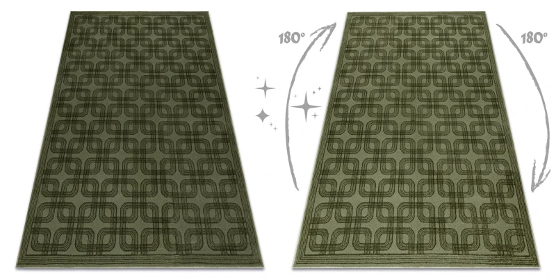 Dywan art deco Aura J2556A geometryczny zielony błyszcząca strona