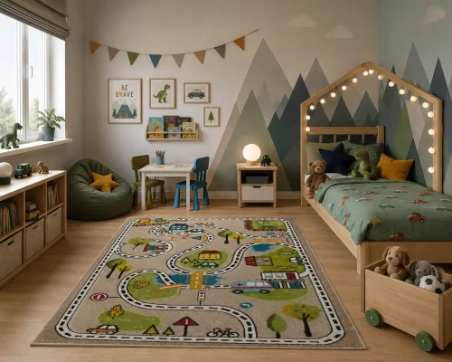 Dywan dla chłopca Smart Kids 22919 beżowy Uliczki Drogi - zdj. 2