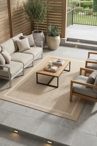 Dywan zewnętrzny Carpet Decor Outdoor/Indoor Grano Frame amber aranżacja