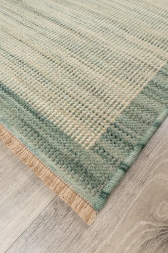 Dywan nowoczesny Royal Wool bordiura ciemnozielony wykończenie