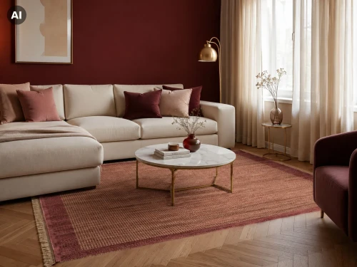 Dywan nowoczesny Royal Wool bordiura bordowy aranżacja