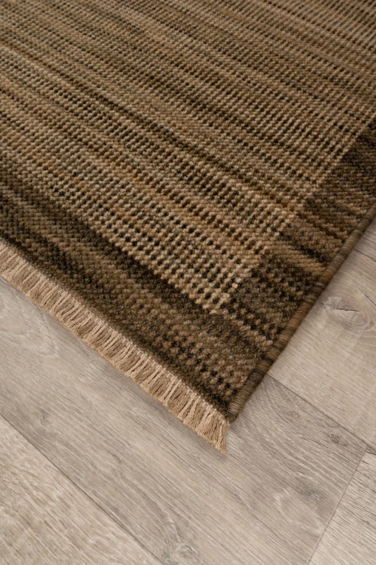 Dywan nowoczesny Royal Wool bordiura brązowy wykończenie