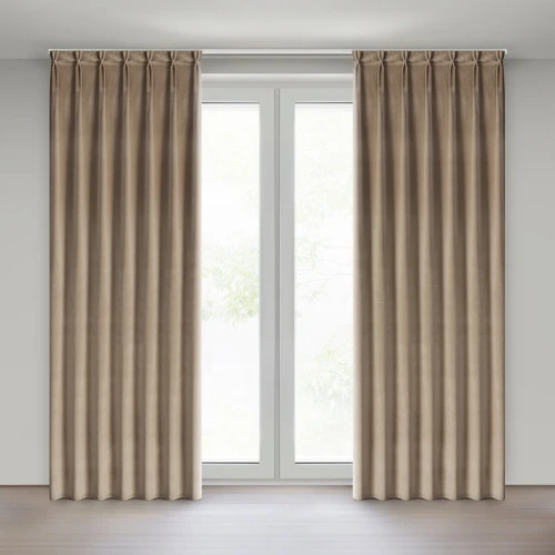 Zasłony welwetowe ciemnobeżowe Melanie  80x270 cm na taśmie Flex