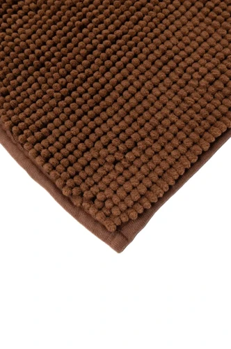 Róg brązowego dywanika łazienkowego Chenille soft