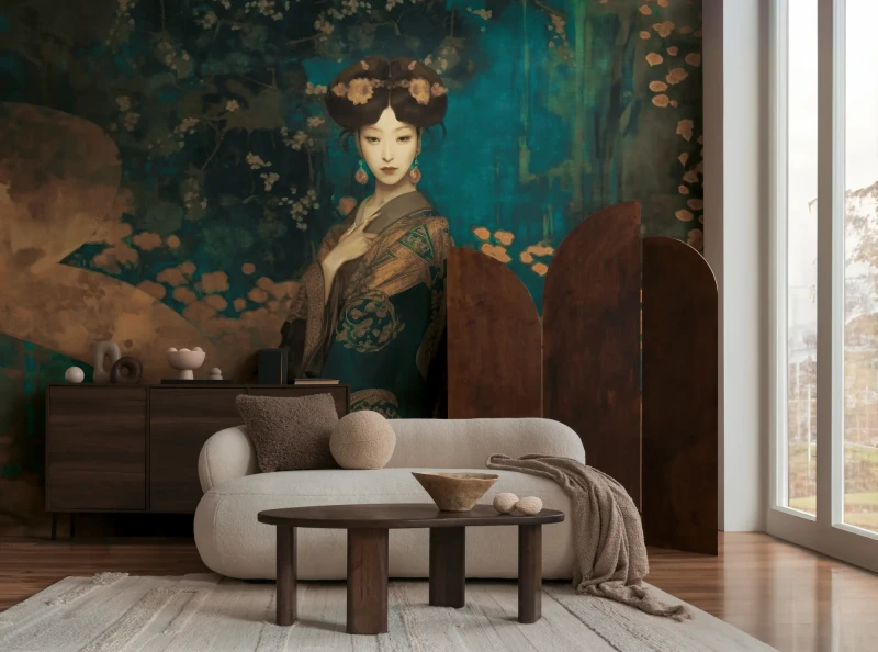 Turkusowo złoty mural do salonu AS Creation 39706-1.webp