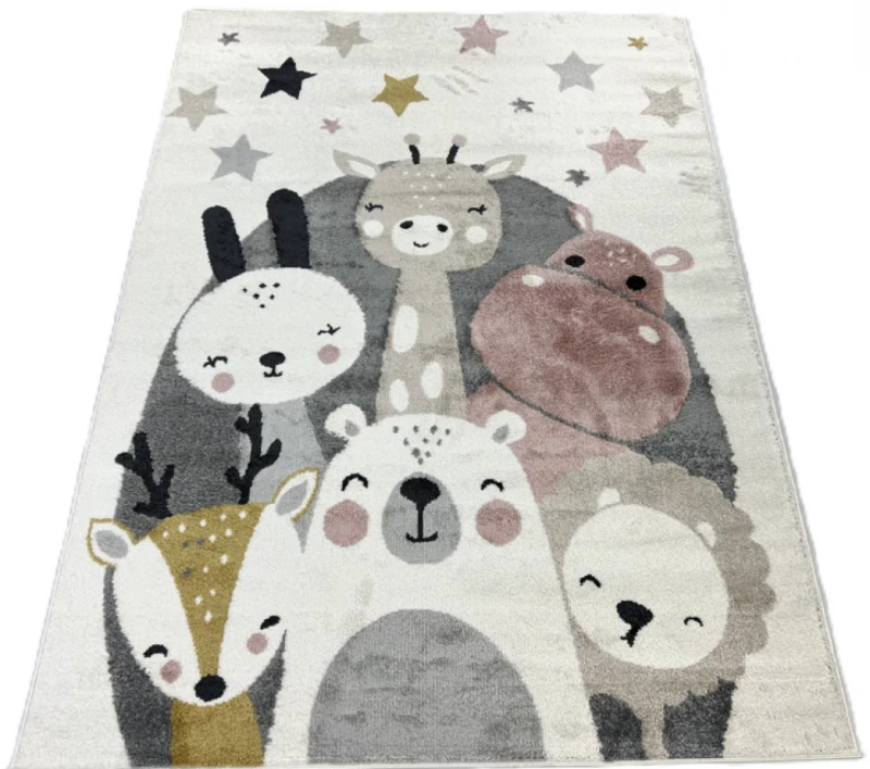 Dywan dziecięcy Animal C5637A_74F_37 white/l.pink rzut z góry
