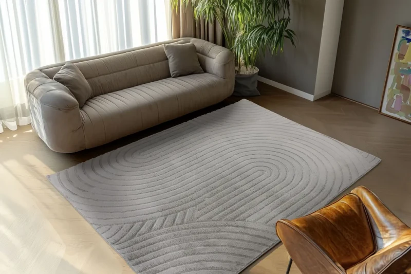Dywan 3d Lalee Hides Comfort CMF 501 srebrny w salonie