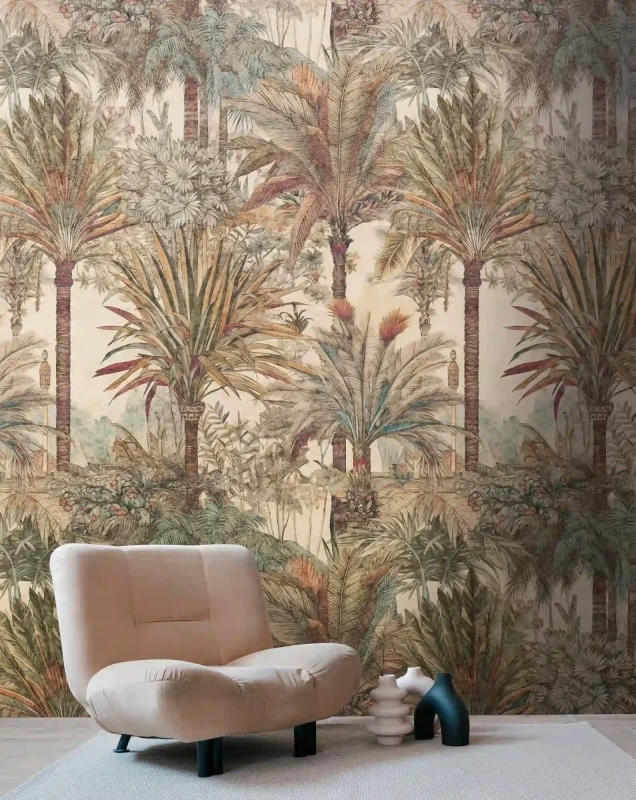 Jasny mural z palmami do salonu AS 79229-9.webp
