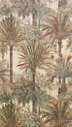 Mural palmy w beżowo-zielonej kolorystyce AS 79229-9.webp