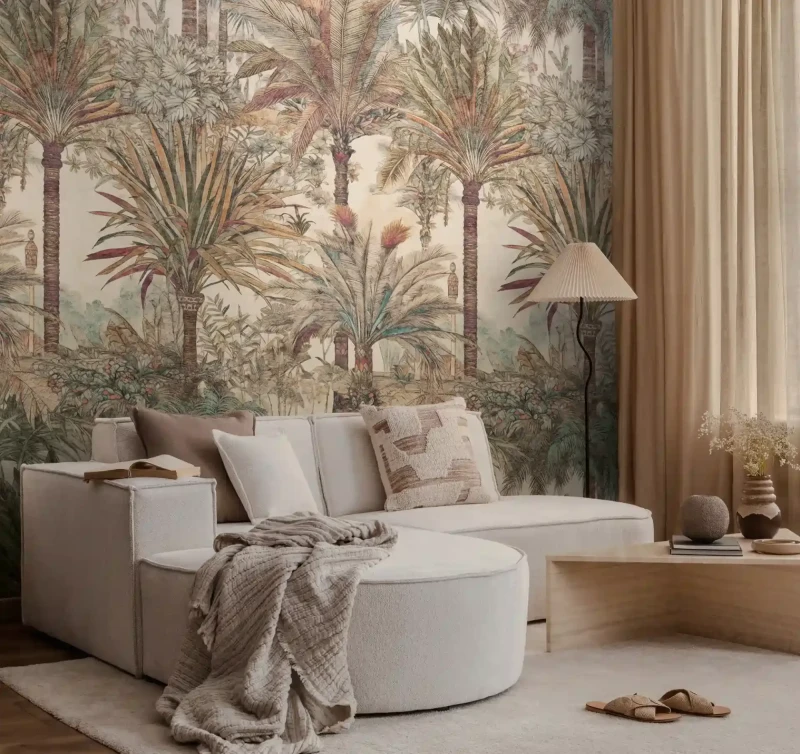 Mural z palmami za kanapą AS 79229-9.webp