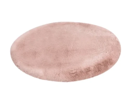 Pluszowy dywan okrągły pluszowy Lalee Hides Heaven HEA 800 powder pink z ukosa