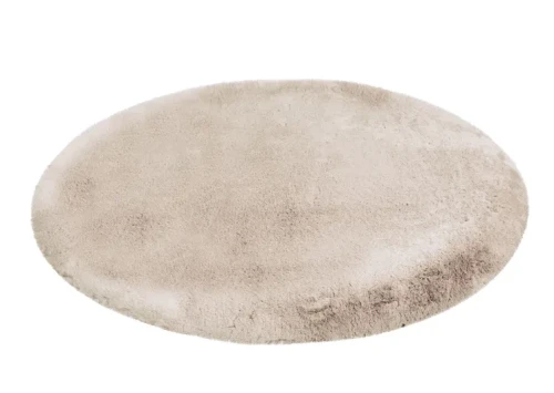 Pluszowy dywan okrągły pluszowy Lalee Hides Heaven HEA 800 light taupe z ukosa