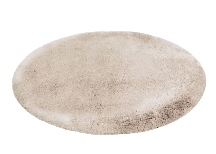 Pluszowy dywan okrągły pluszowy Lalee Hides Heaven HEA 800 light taupe z ukosa