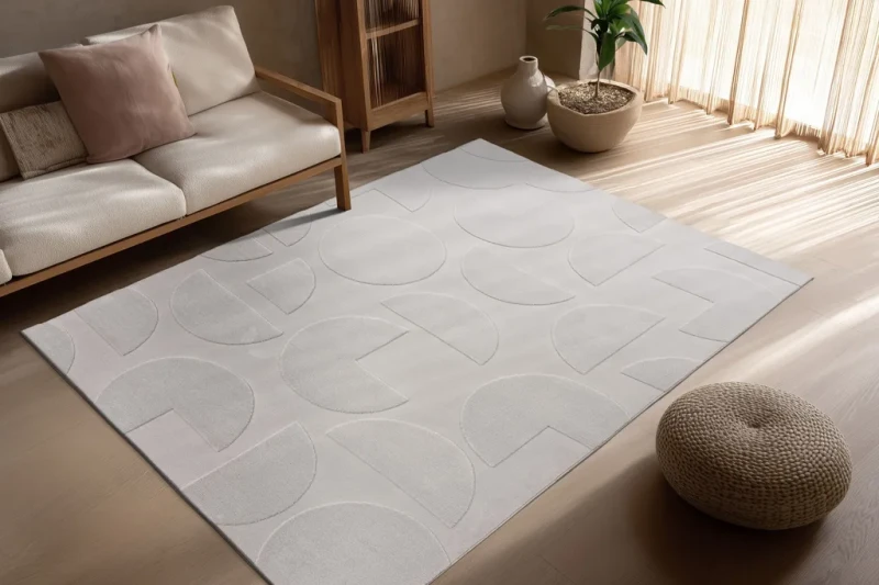 Dywan 3d Ligne Lalee Focus FOC 400 szary w salonie
