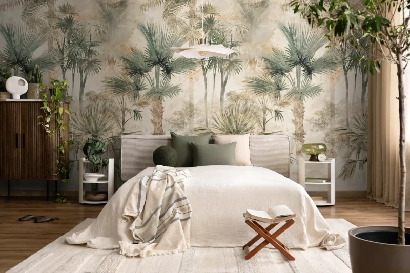 tapeta-mural-79015-7-the-wall-4-palmy-za-lozkiem.webp