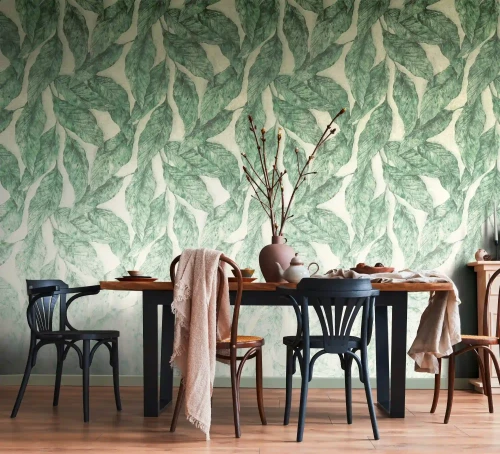 tapeta-mural-79223-6-the-wall-4-zielone-liscie-jadalnia.webp