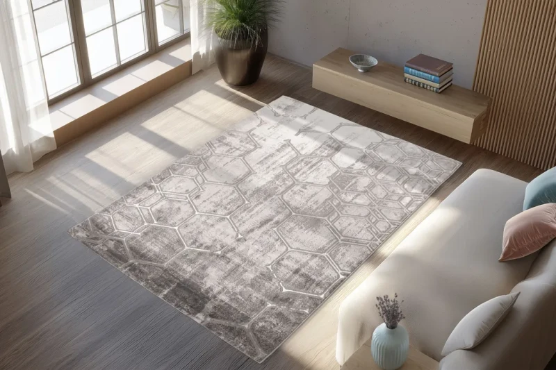 Dywan nowoczesny Lalee Home Marmaris MAS 405 silver w salonie